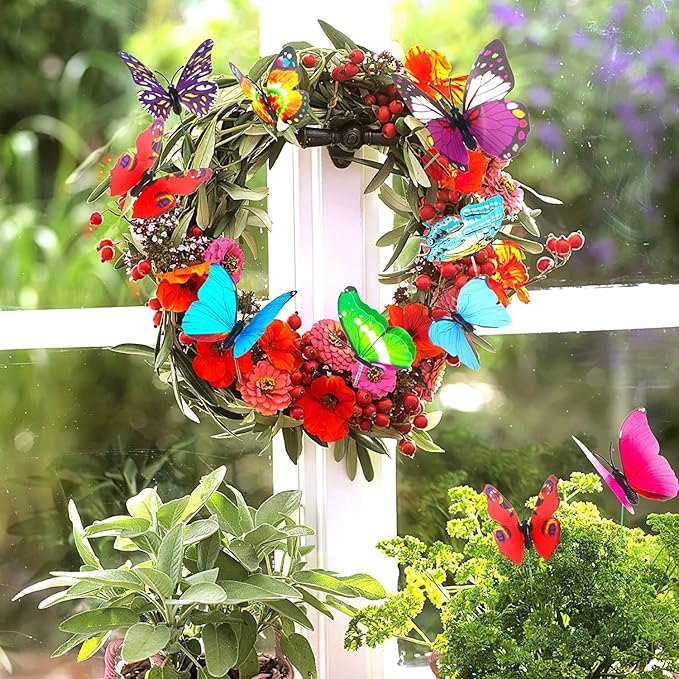 🦋3D Butterfly Stakes Waterproof Multi-color Fake Butterfly Garden Artificial Pole Butterfly Ornaments Outdoor Decor