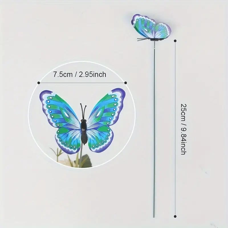 🦋3D Butterfly Stakes Waterproof Multi-color Fake Butterfly Garden Artificial Pole Butterfly Ornaments Outdoor Decor