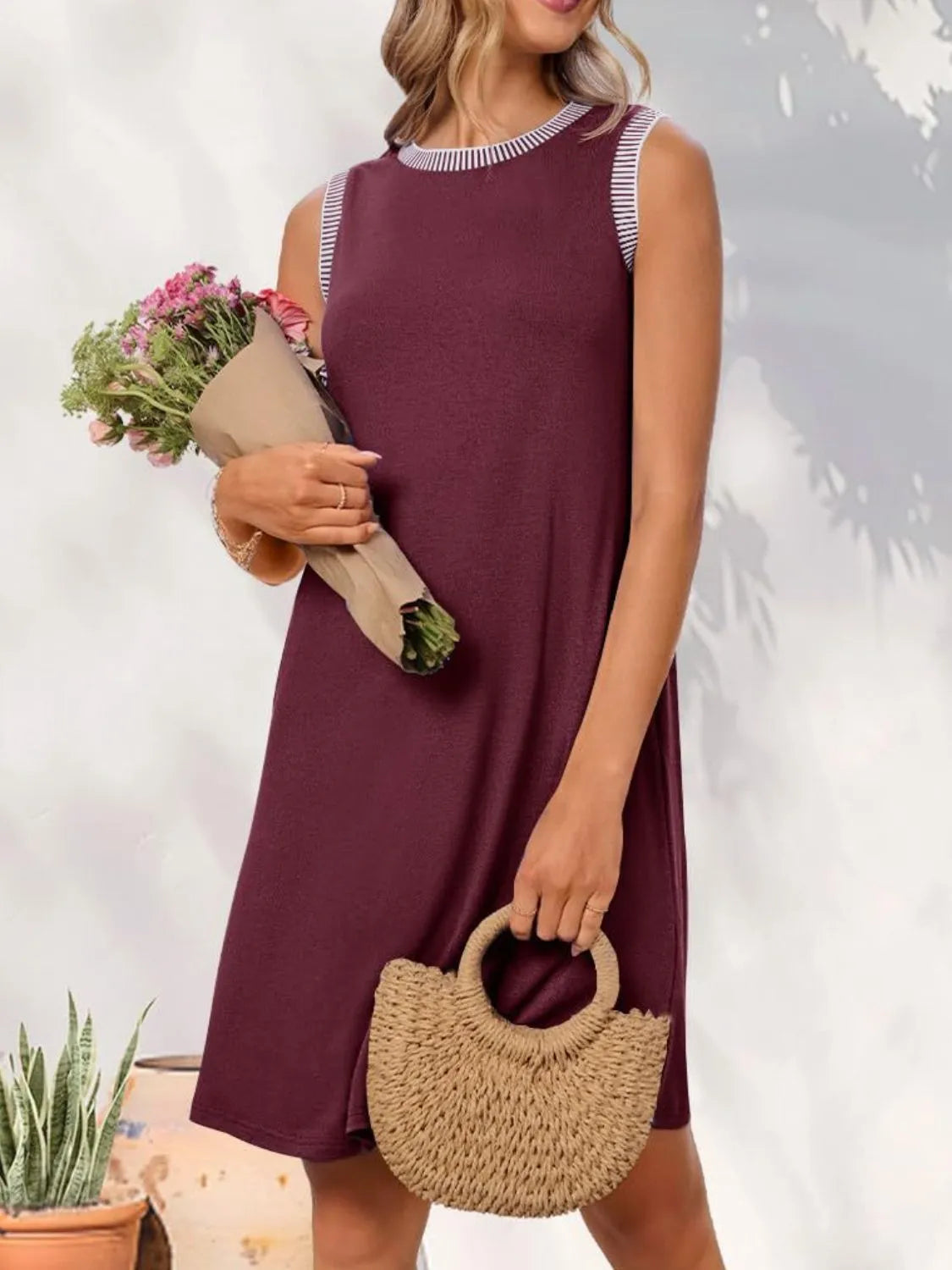 💃Women's Casual Sleeveless Crew Neck Midi Dress