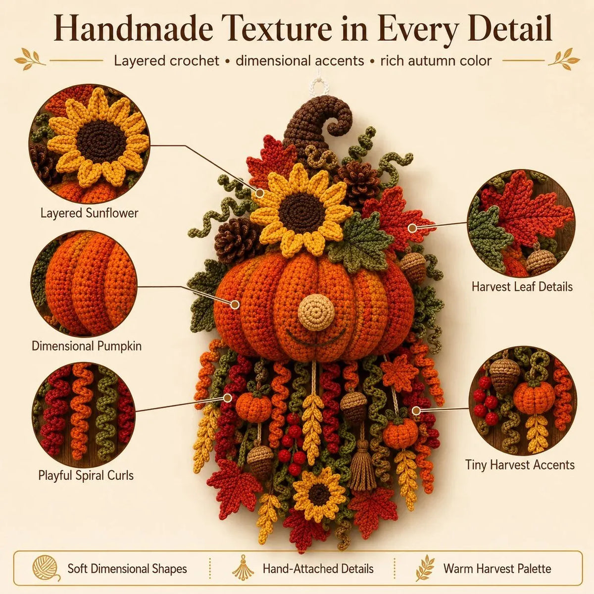 🔥 HOT SALE 🔥⏳ Last Day 49% OFF – 🧶 DIY Seasonal 3D Crochet Door Hanger Kit Collection | Coordinated Yarn, Filling, Accessories & Step-by-Step Instructions Included 💕