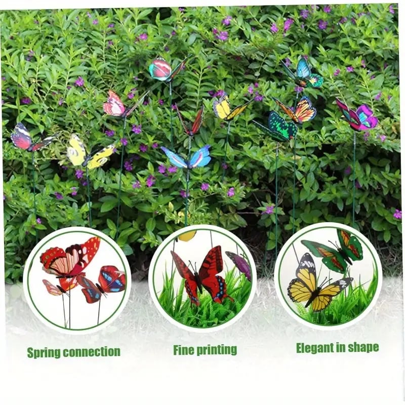 🦋3D Butterfly Stakes Waterproof Multi-color Fake Butterfly Garden Artificial Pole Butterfly Ornaments Outdoor Decor