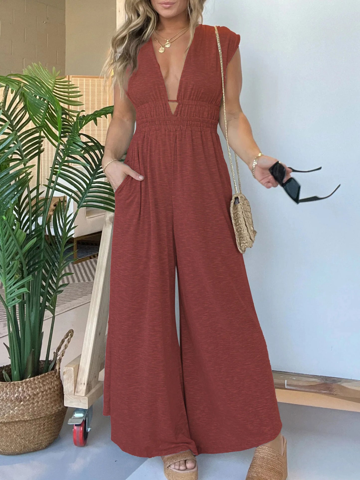 2024 New Deep V Hi Lo Hem Jumpsuit (Buy 2 Free Shipping)
