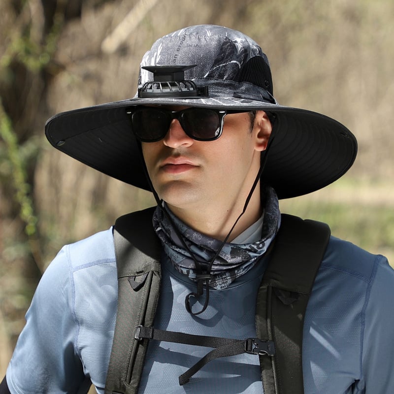 🔥 Wide Brim Solar Fan Outdoor Fishing Hat-Solar & USB Charging
