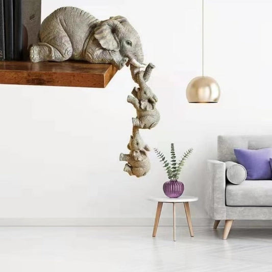 Handcrafted Wooden Elephant Family Set