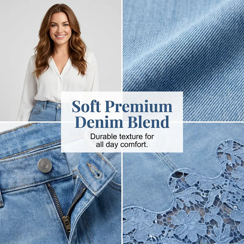 📣 Hot Seller This Season: Women's Slim-Fit Denim Skirt with Lace Trim
