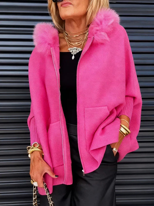 🔥💥Women Fur Collar Solid Color Casual Jacket