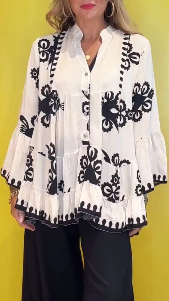 V-neck Casual Printed Top