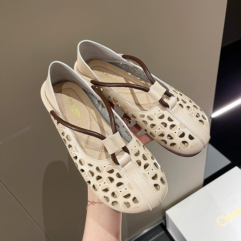🎁💥Retro Hollow Out Soft Leather Women Shoes