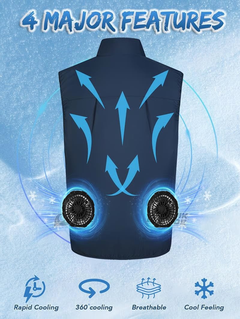 🔥Men's 360° Air Cooling Fan Vest3-Speed, 13H Wearable AC for Outdoor Use