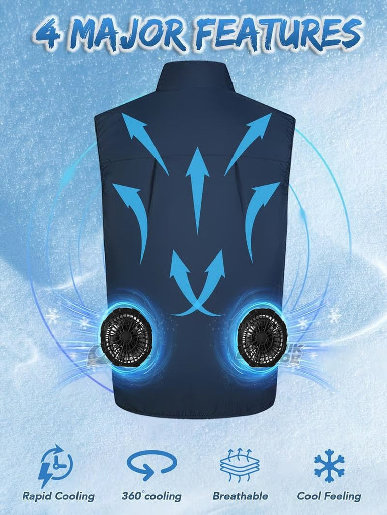 🔥Men's 360° Air Cooling Fan Vest3-Speed, 13H Wearable AC for Outdoor Use