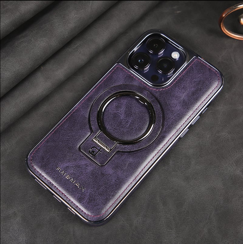 Luxury Leather Invisible Stand iPhone Case