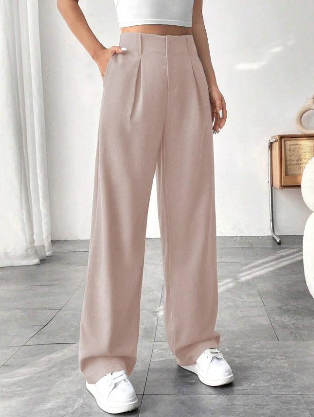 💝Women's High Waisted Straight Leg Work Trousers with Side Pockets -✨Smart & Casual Look for Office and Beyond