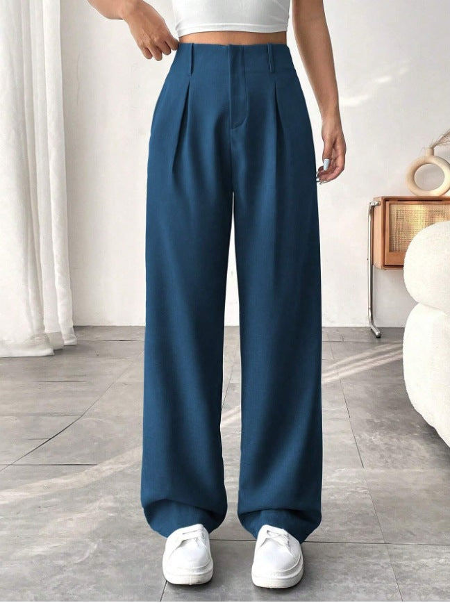 💝Women's High Waisted Straight Leg Work Trousers with Side Pockets -✨Smart & Casual Look for Office and Beyond