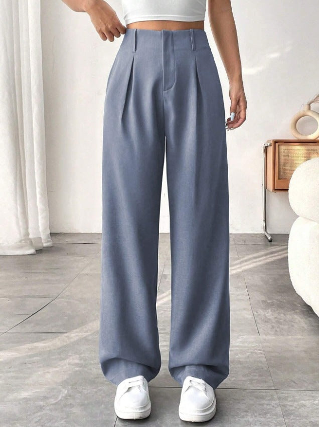 💝Women's High Waisted Straight Leg Work Trousers with Side Pockets -✨Smart & Casual Look for Office and Beyond