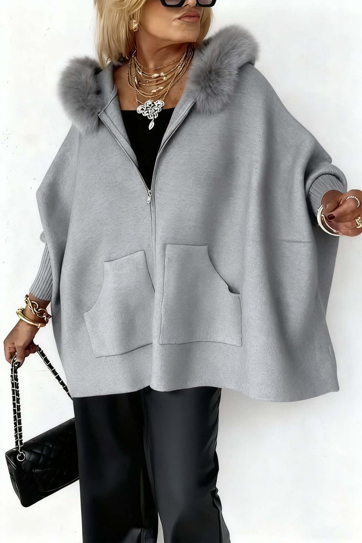 🔥💥Women Fur Collar Solid Color Casual Jacket