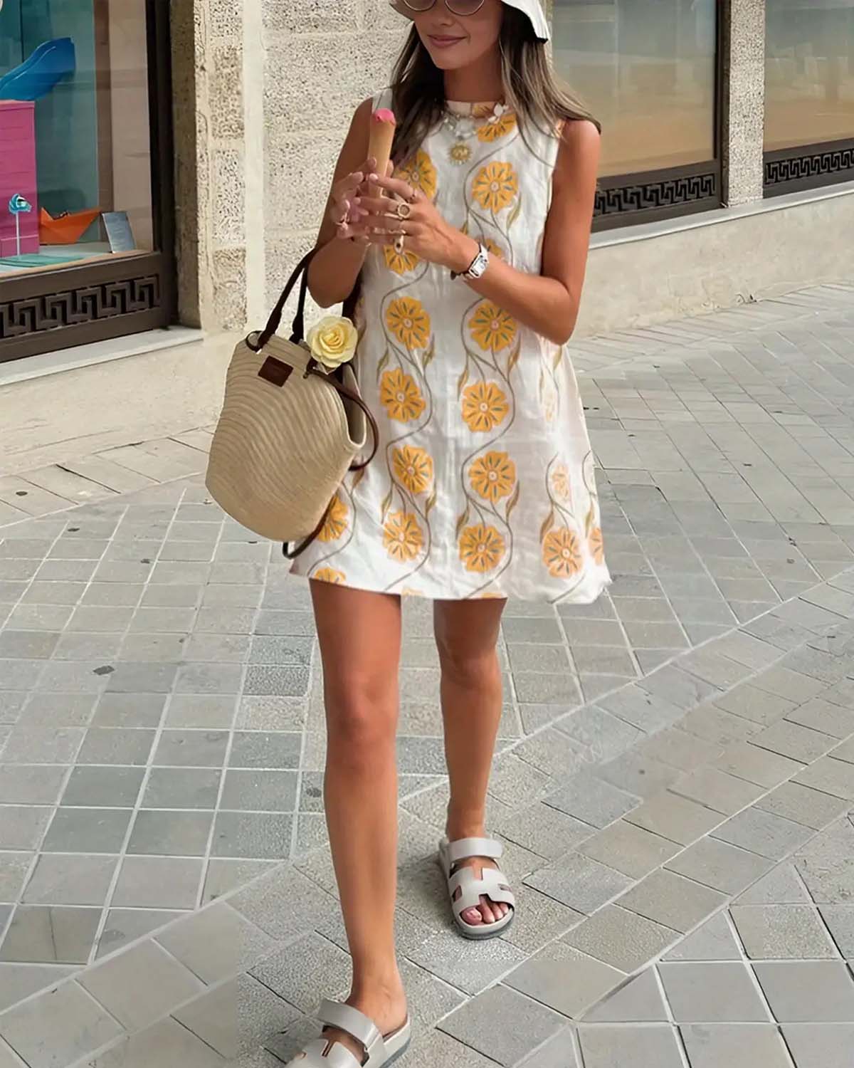 💖Women's Casual Sleeveless Floral Print Dress
