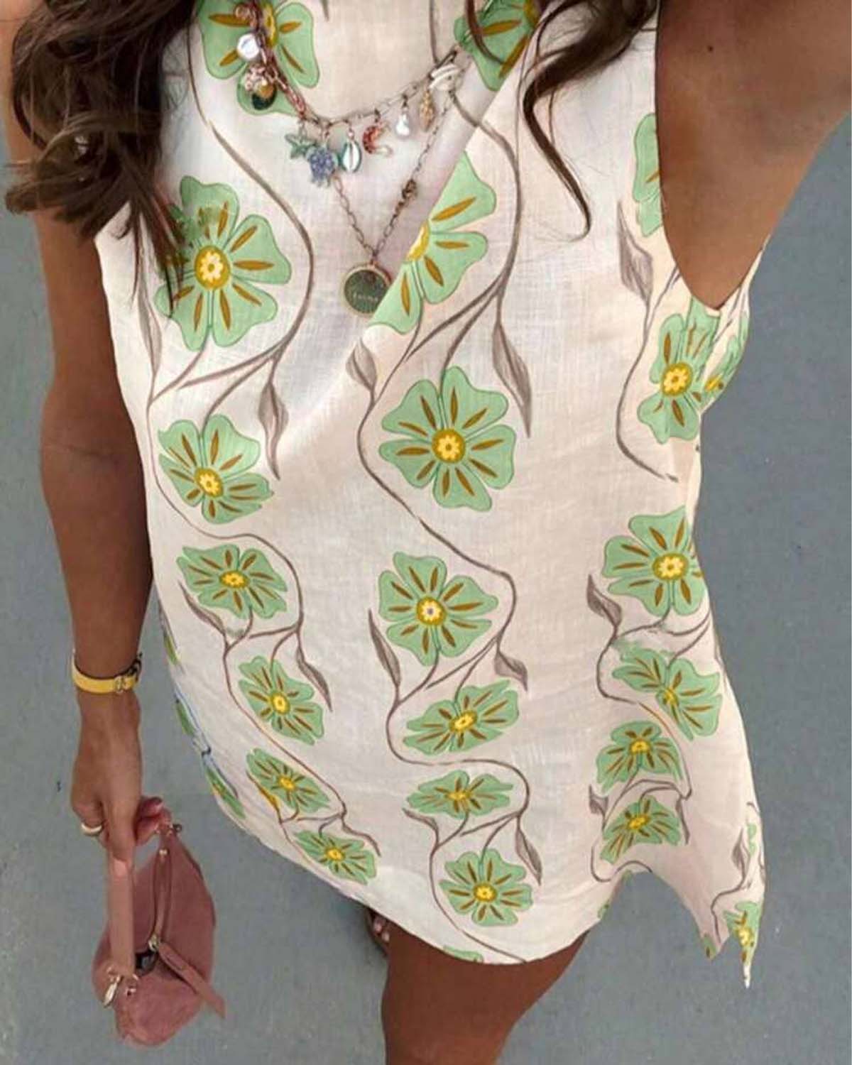 💖Women's Casual Sleeveless Floral Print Dress