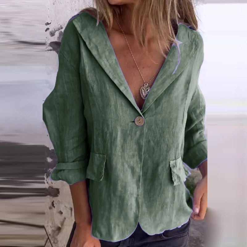 Women's casual cotton and linen blazer