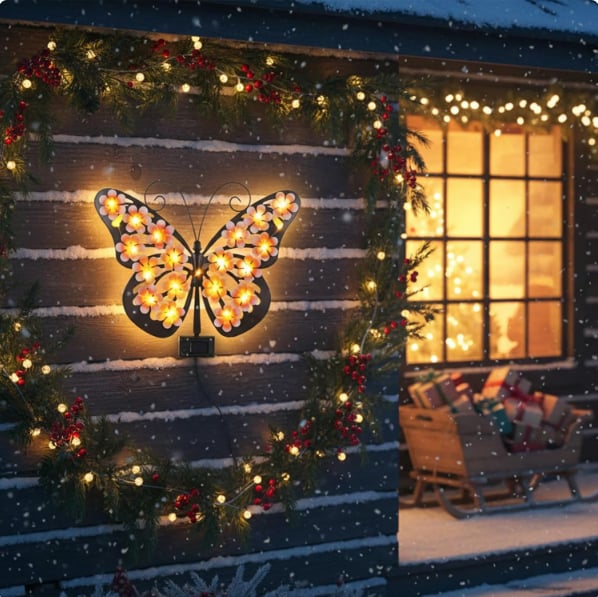 🦋☀️ New Arrival: Outdoor Metal Butterfly Solar Wall Decor ✨
