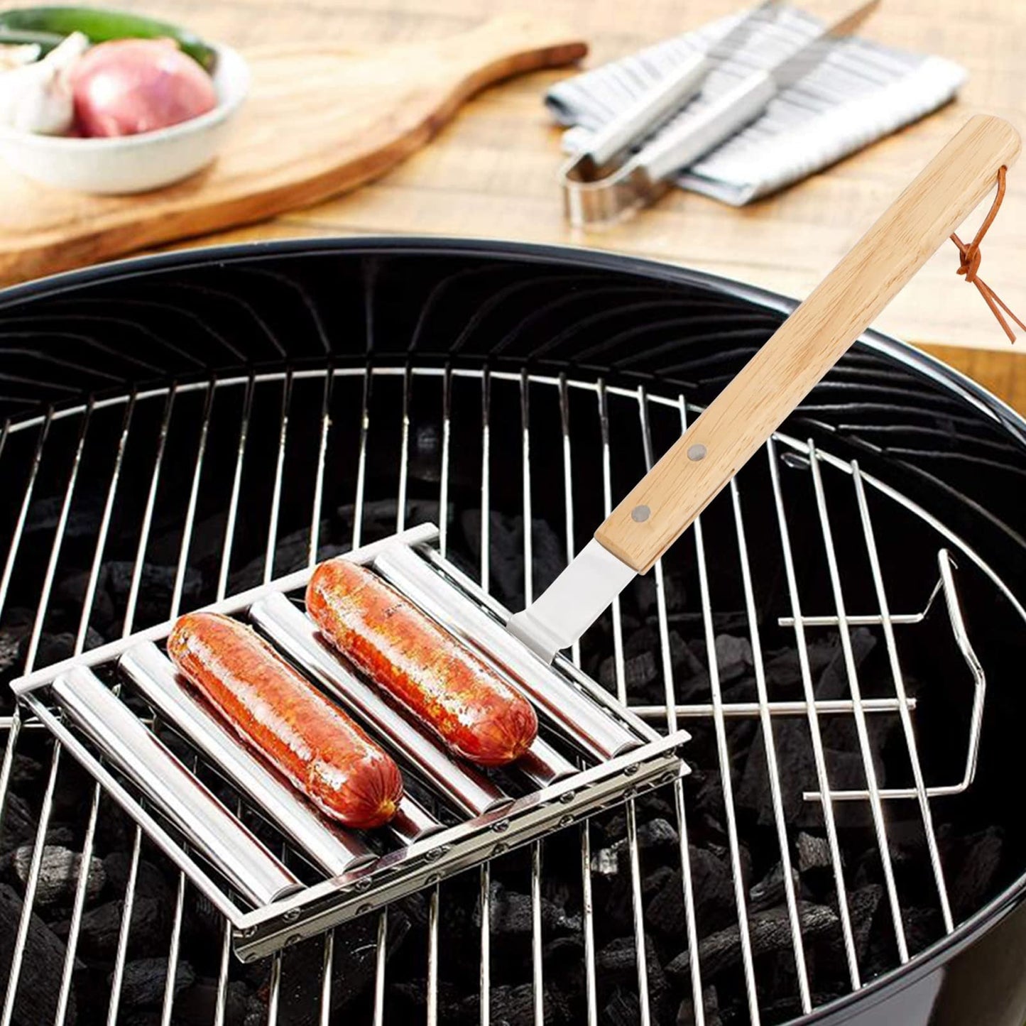 🔥🔥-Hotdog Roller Stainless Steel Sausage Roll Rack