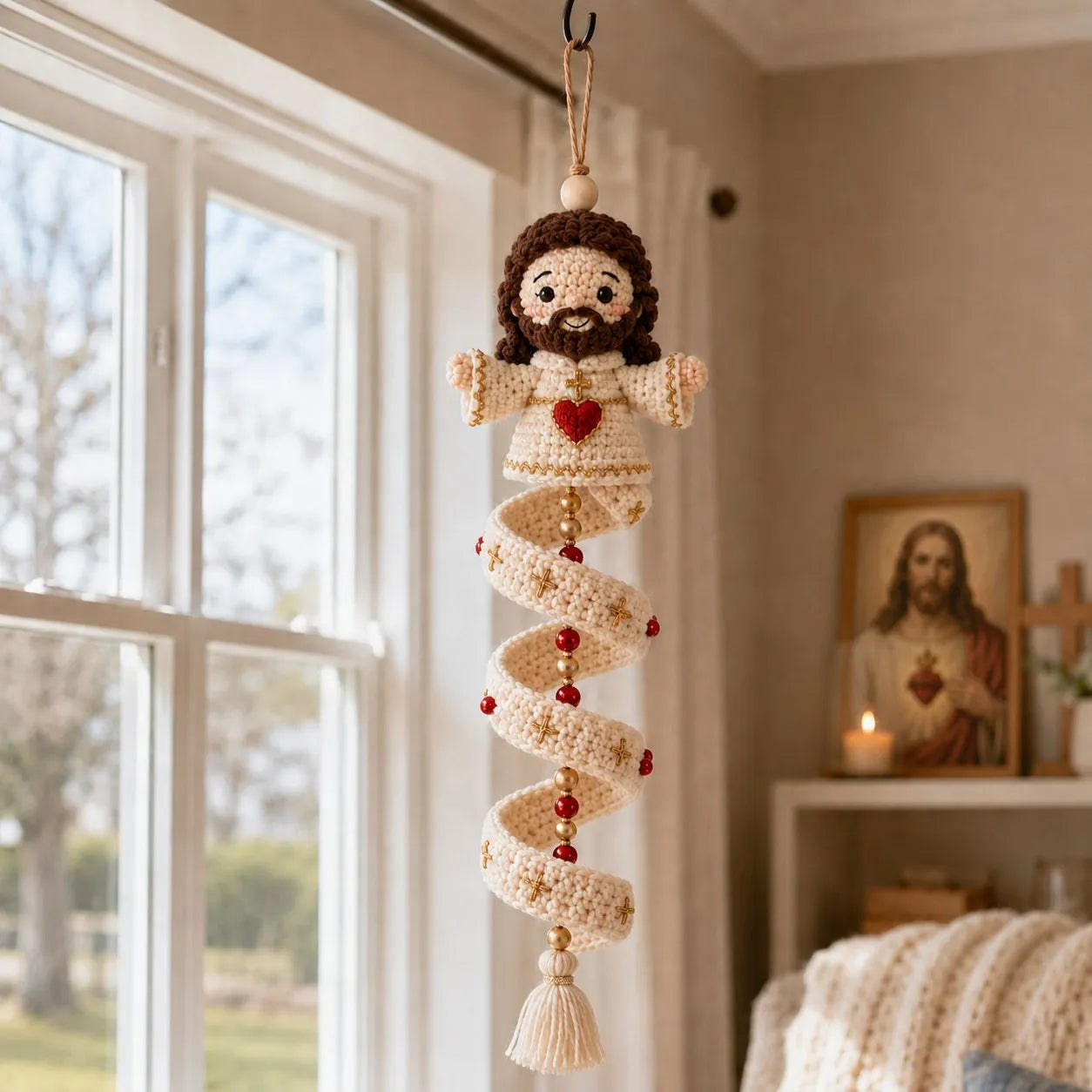 Handcrafted Crochet Blessed Mother Spiral Hanging Ornament✝️