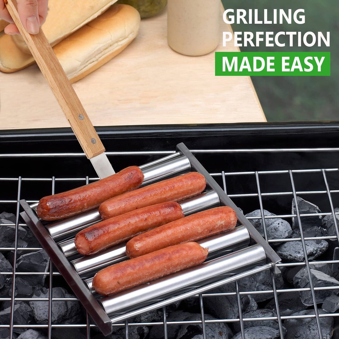 🔥🔥-Hotdog Roller Stainless Steel Sausage Roll Rack