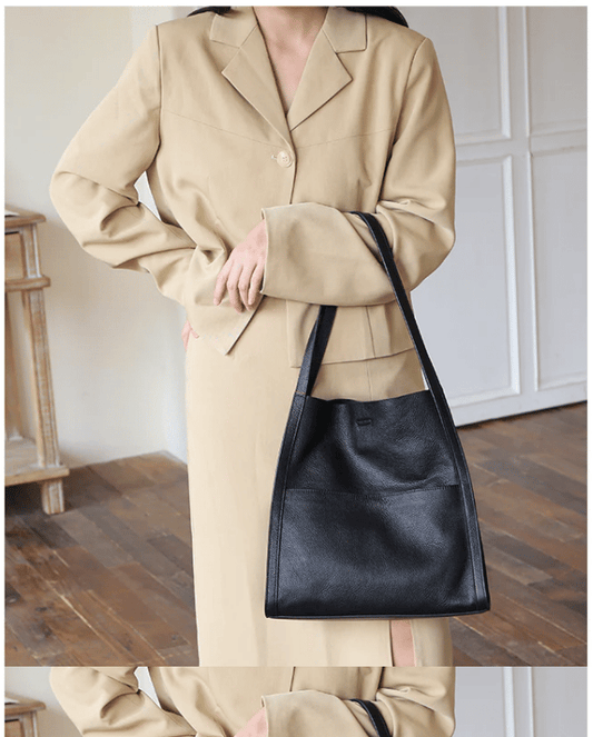🔥⏰Solid color simple genuine leather shoulder bag🔥