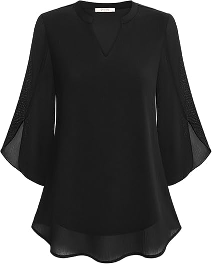 🌹Women's Plain Short Sleeve V-Neck Chiffon Blouse