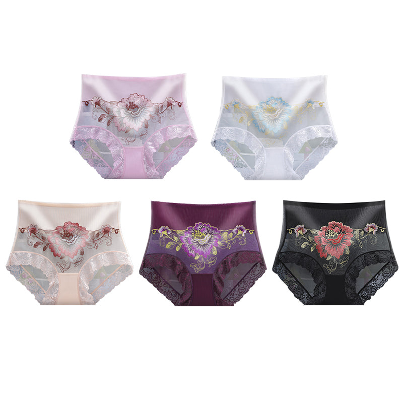 🔥Pay 1 Get 5(5packs)🔥High Waist Premium Lace Embroidered Panties