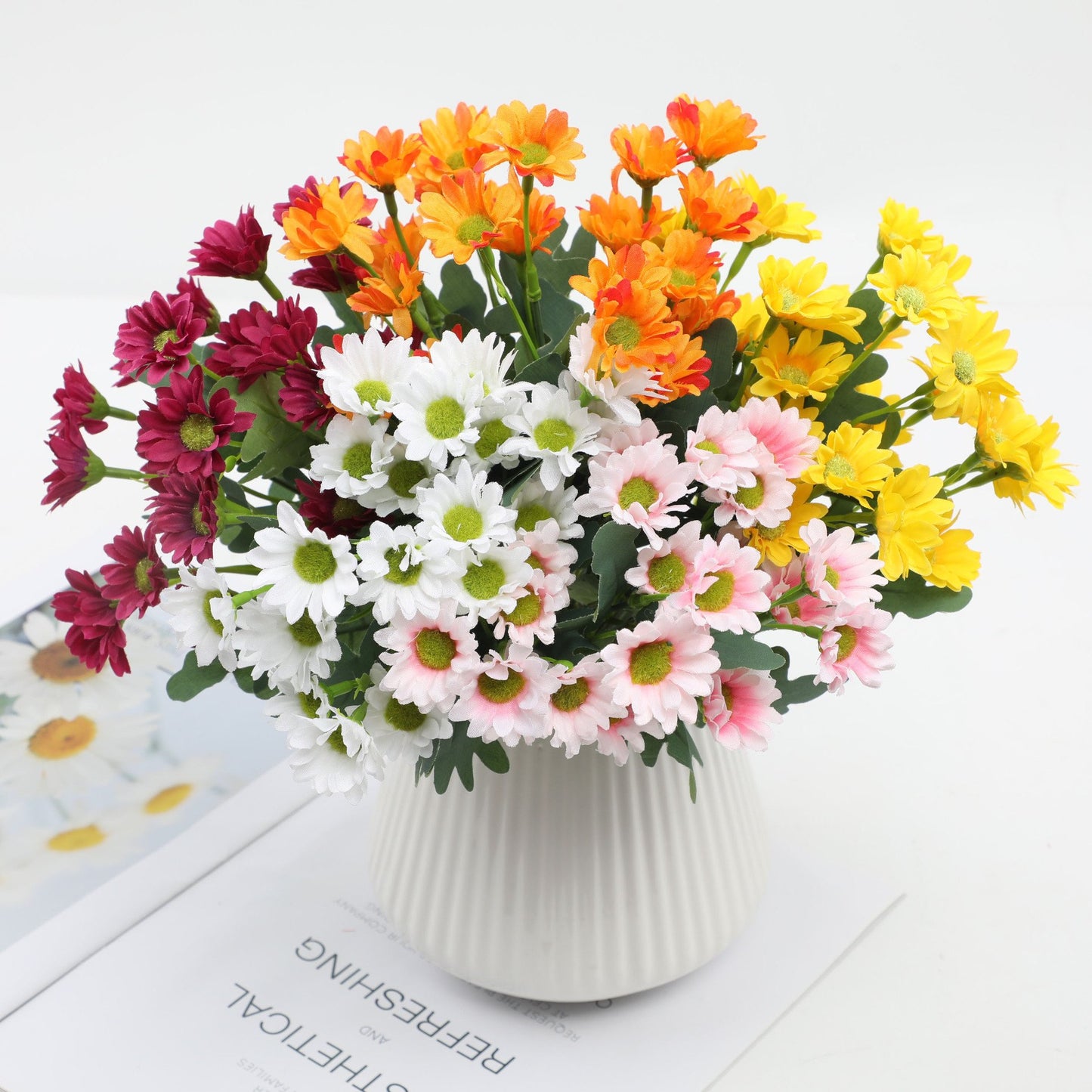 💥Artificial Outdoor Sunset Mums Flowers - UV resistant, Waterproof, Windproof