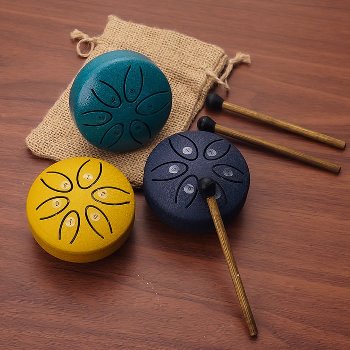 🎁🎵 Buddha Stones Mini Steel Tongue Drum Kit (3 Inch)