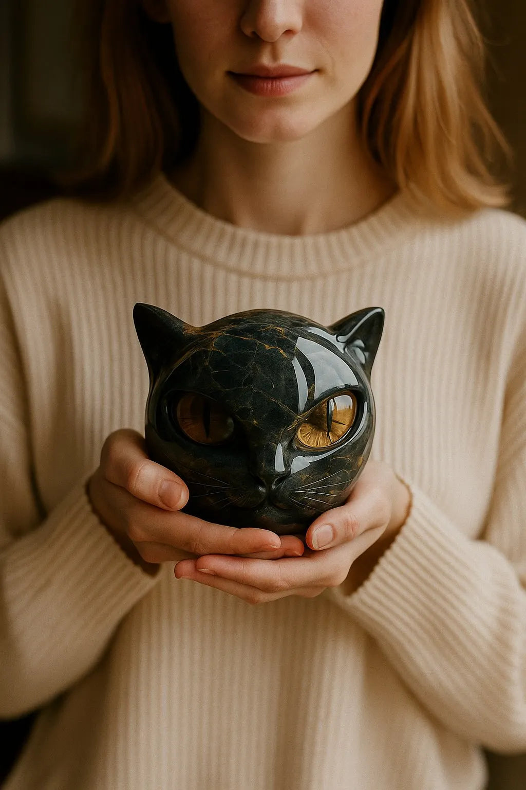 🐈‍⬛Luxury Black Cat Stone Sculpture – Elegant Home Décor & Gift-Ready Art Piece