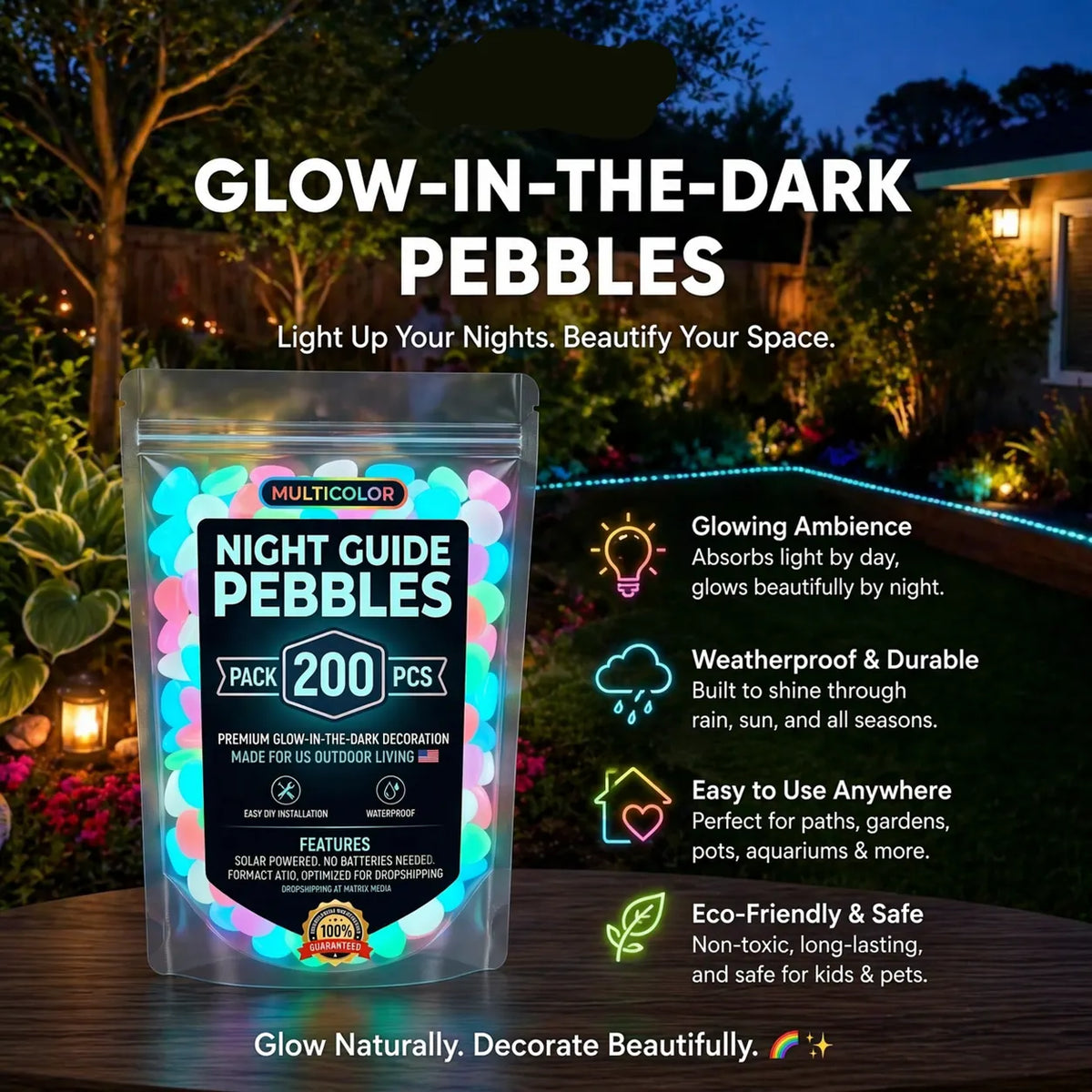 🌟Glowing Garden Pebbles——Make your garden beautiful