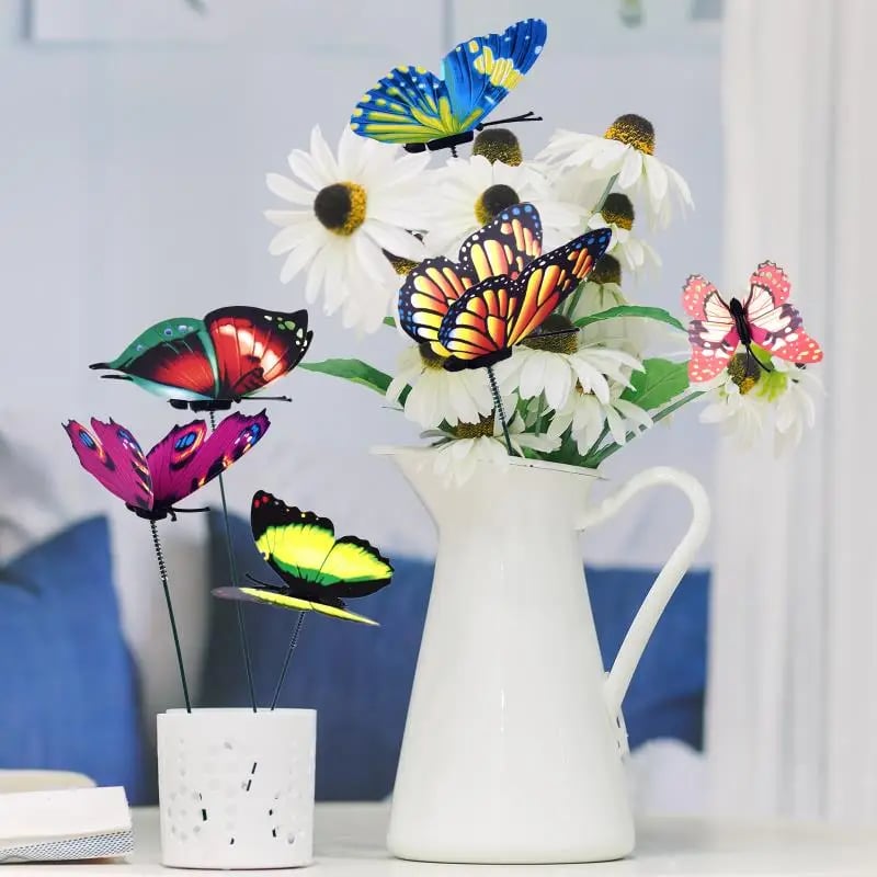 🦋3D Butterfly Stakes Waterproof Multi-color Fake Butterfly Garden Artificial Pole Butterfly Ornaments Outdoor Decor