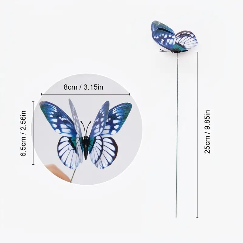🦋3D Butterfly Stakes Waterproof Multi-color Fake Butterfly Garden Artificial Pole Butterfly Ornaments Outdoor Decor