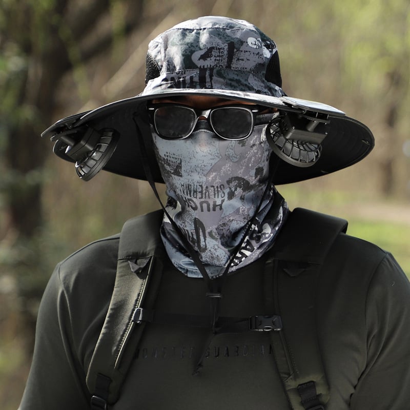 🔥 Wide Brim Solar Fan Outdoor Fishing Hat-Solar & USB Charging