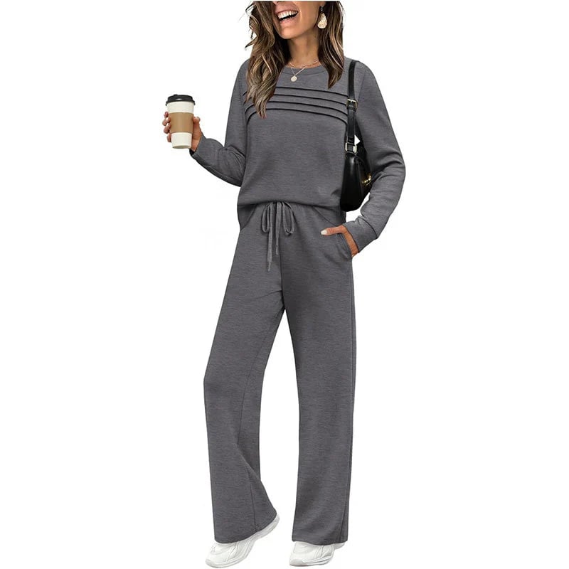 ✨Women's Crew Neck Top & Drawstring Pants Set