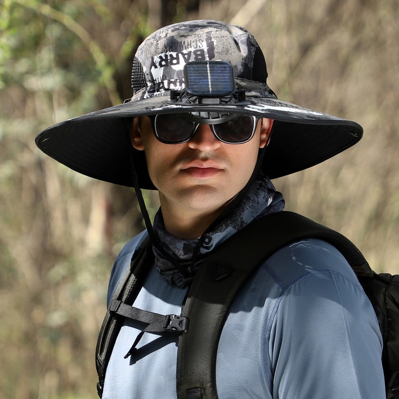 🔥 Wide Brim Solar Fan Outdoor Fishing Hat-Solar & USB Charging
