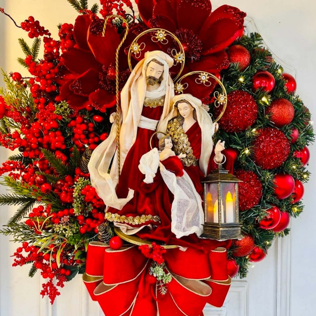 Sacred Christmas Wreath with Lights