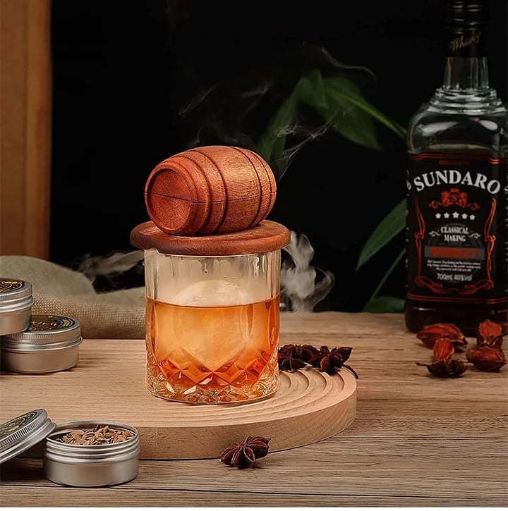 Wooden barrel smoking set