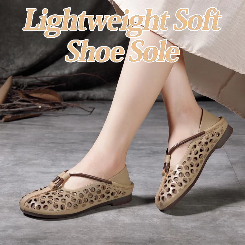 🎁💥Retro Hollow Out Soft Leather Women Shoes