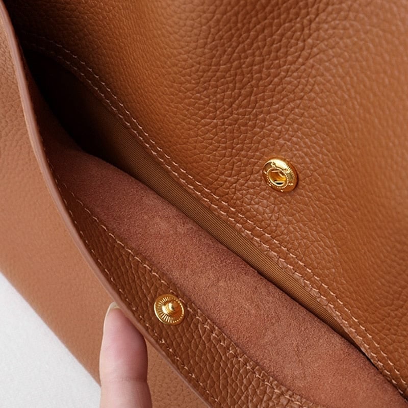 🔥⏰Solid color simple genuine leather shoulder bag🔥