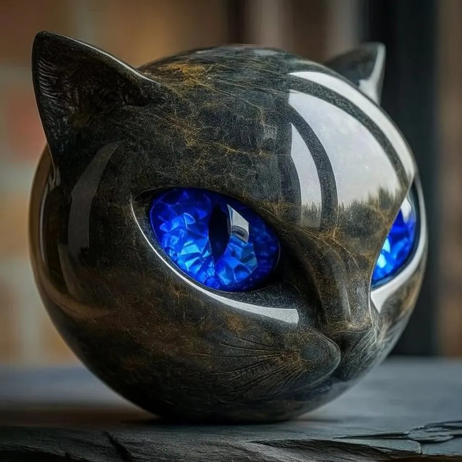 🐈‍⬛Luxury Black Cat Stone Sculpture – Elegant Home Décor & Gift-Ready Art Piece