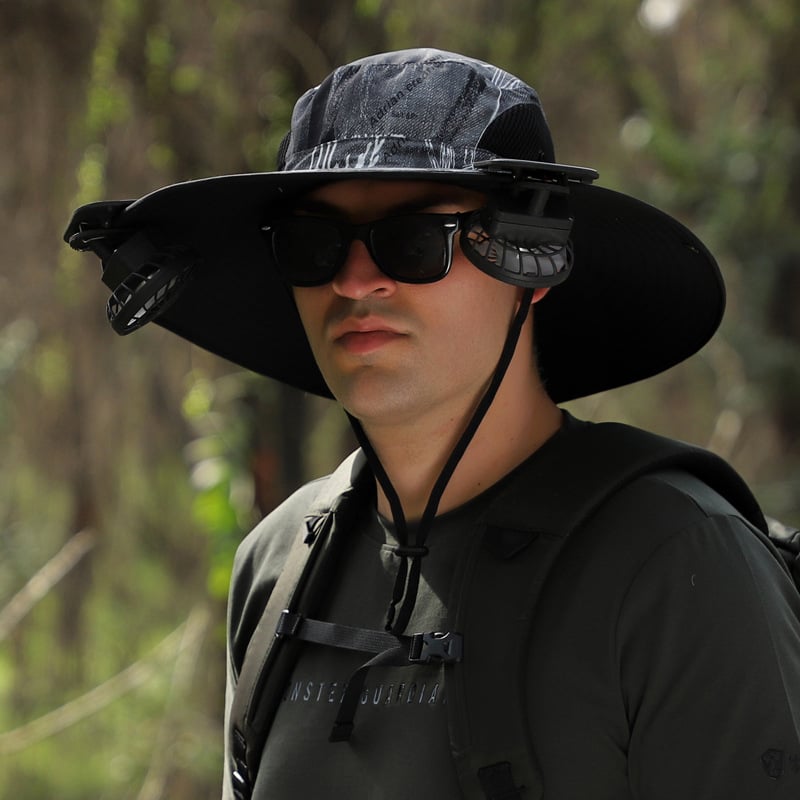 🔥 Wide Brim Solar Fan Outdoor Fishing Hat-Solar & USB Charging