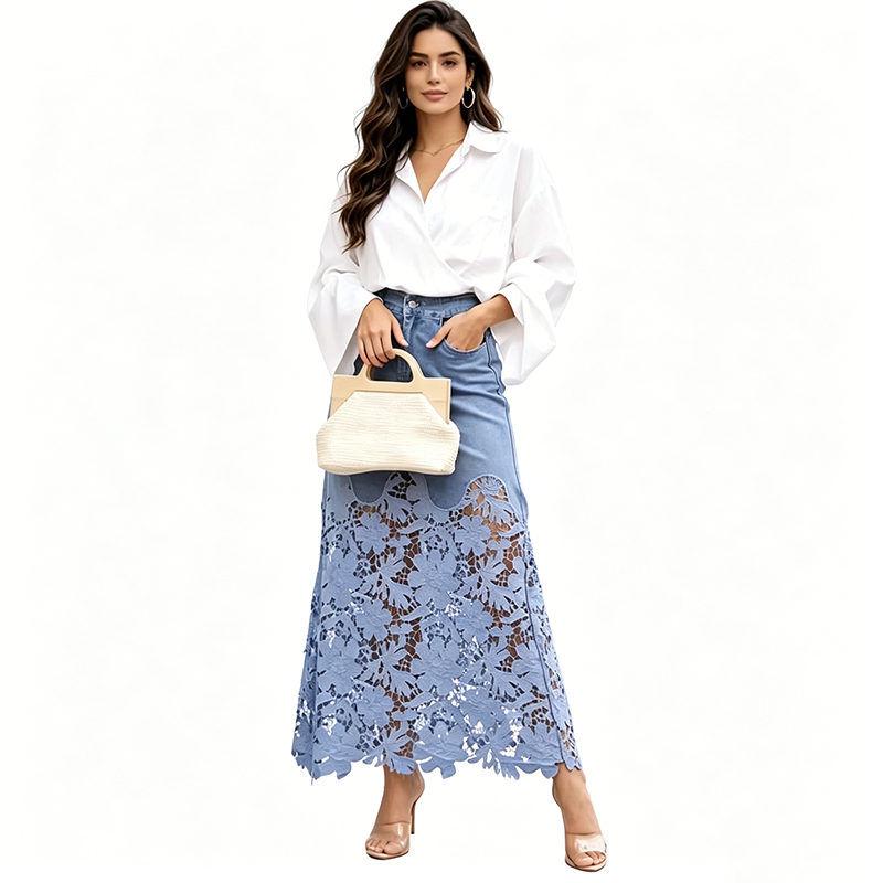 📣 Hot Seller This Season: Women's Slim-Fit Denim Skirt with Lace Trim