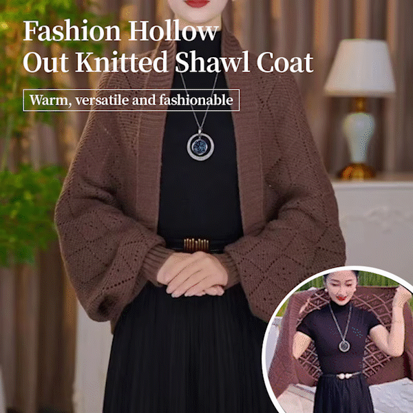 🔥2025 New Fashion🎀Fashion Hollow Out Knitted Shawl Coat