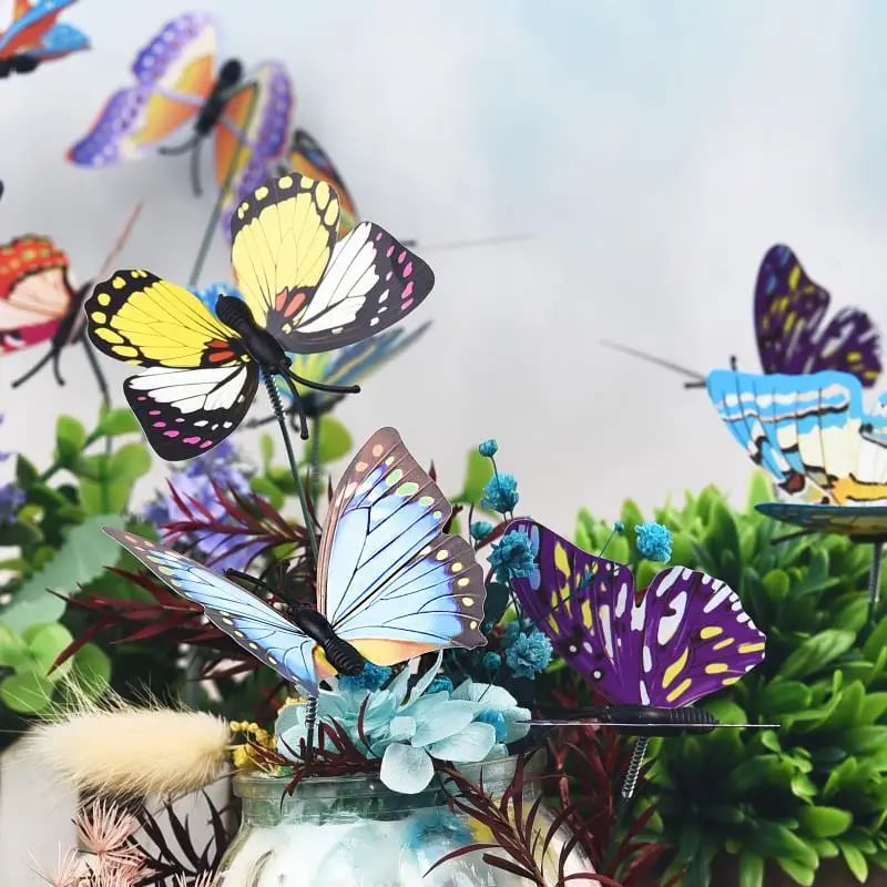🦋3D Butterfly Stakes Waterproof Multi-color Fake Butterfly Garden Artificial Pole Butterfly Ornaments Outdoor Decor