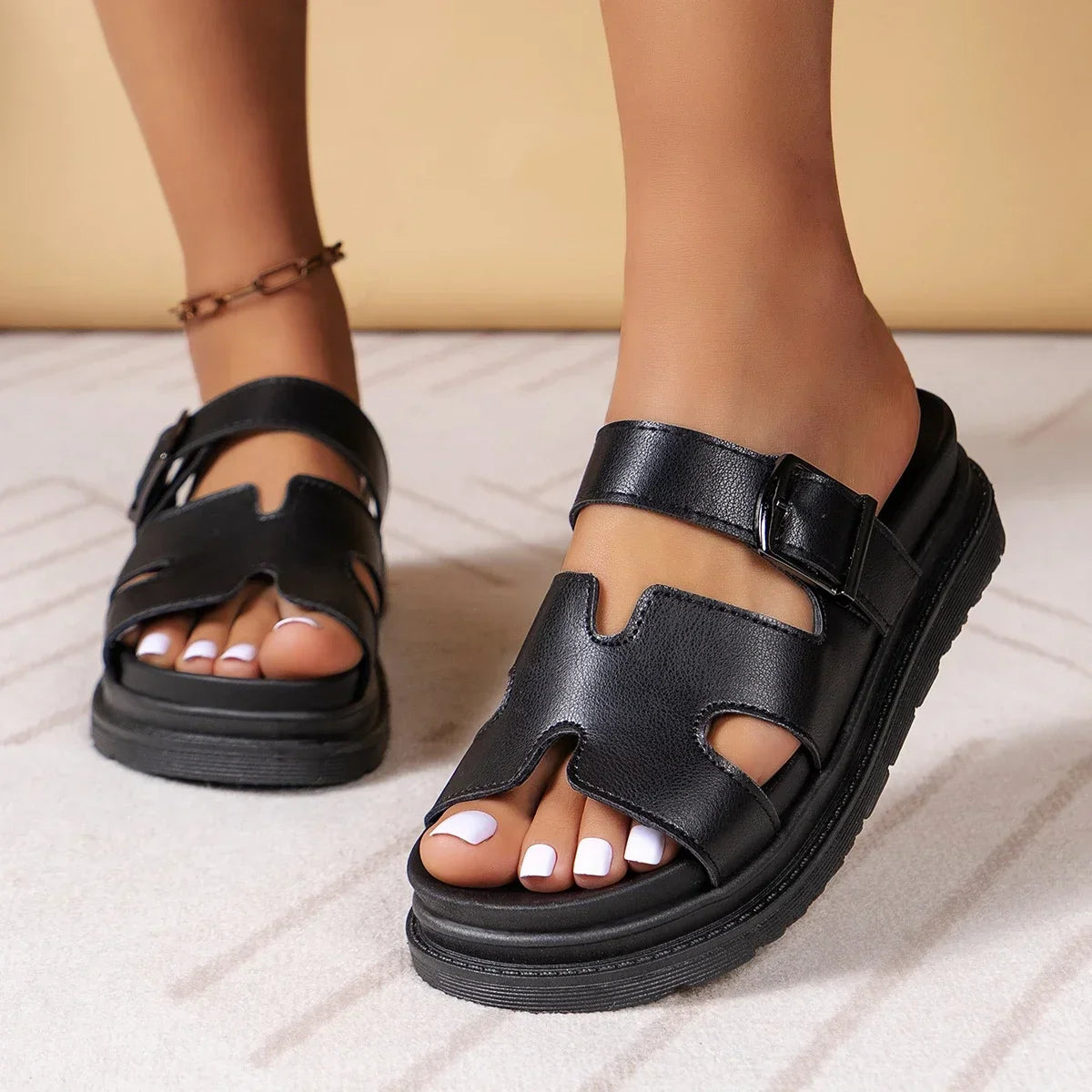 Colorblocked Roman Slingback Sandals
