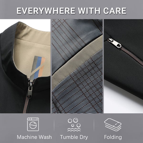 🧥 ✨ Men's Standing Collar Zipper Jacket - Modern Casual Design with Lightweight Warmth for Everyday Style ⚡🛒