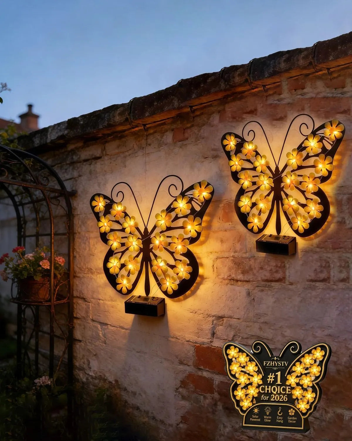 🦋☀️ New Arrival: Outdoor Metal Butterfly Solar Wall Decor ✨